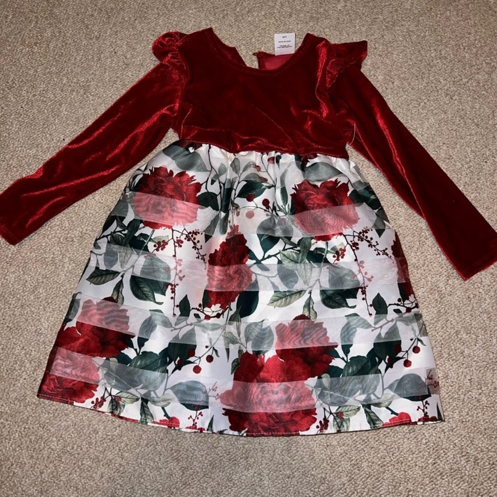 Wonder Nation Red and White Floral Kids Dress